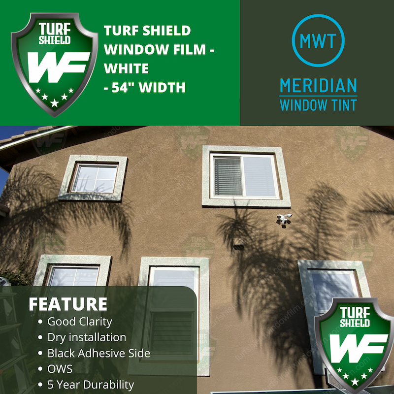 A graphic showcasing Turf Shield White window film